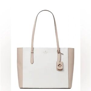 Kate Spade New York Schuyler Medium Tote Bag White and Tan NWT
